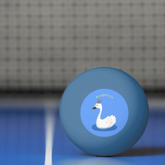 Witte zwaan met kroon cartoon pingpongbal (Net)