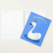 Witte zwaan met kroon cartoon planner (Display)