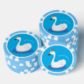 Witte zwaan met kroon cartoon poker chips (Opstapeling)