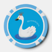 Witte zwaan met kroon cartoon poker chips (Achterkant)