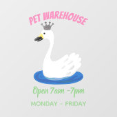 Witte zwaan met kroon cartoon raamsticker (Vel)