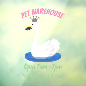 Witte zwaan met kroon cartoon raamsticker (Vel 3)