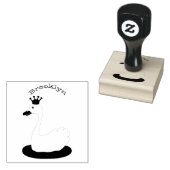Witte zwaan met kroon cartoon rubberstempel (Gestempeld)