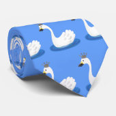 Witte zwaan met kroon cartoon stropdas (Opgerold)