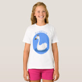 Witte zwaan met kroon cartoon t-shirt (Voorkant volledig)