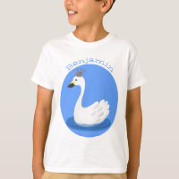 Witte zwaan met kroon cartoon