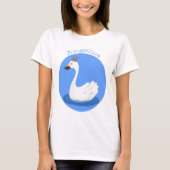 Witte zwaan met kroon cartoon t-shirt (Voorkant)