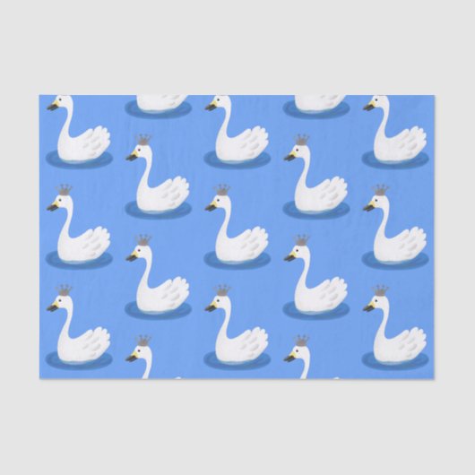 Witte zwaan met kroon cartoon tissuepapier (Voorkant)