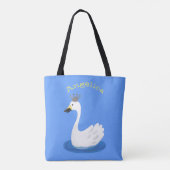 Witte zwaan met kroon cartoon tote bag (Achterkant)