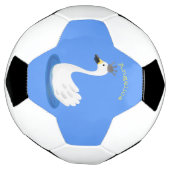 Witte zwaan met kroon cartoon voetbal (Gedraaid)