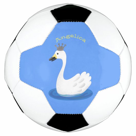 Witte zwaan met kroon cartoon voetbal (Voorkant)