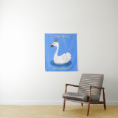 Witte zwaan met kroon cartoon wandkleed (In situ)