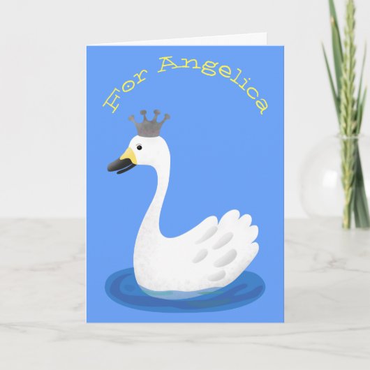 Witte zwaan met kroon kaart (Voorkant)