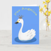Witte zwaan met kroon kaart (Gele Bloem)