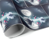 Witte zwaan met origami zwaan en harten cadeaupapier (Rol Hoek)