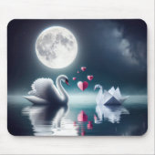 Witte zwaan met origamivogel muismat (Voorkant)