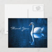 Witte zwaan op blauw water Dank u Briefkaart (Voorkant / Achterkant)