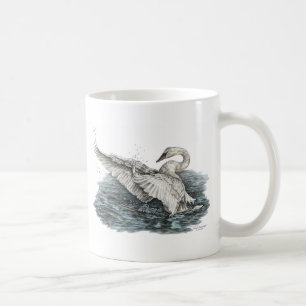 Witte zwaan op water koffiemok