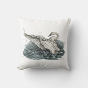 Witte zwaan op water kussen