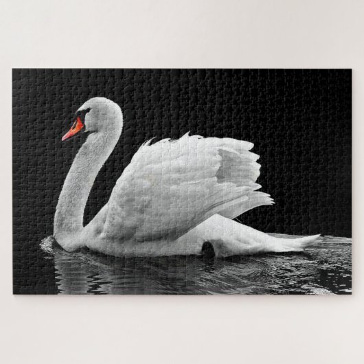 Witte zwaan op water legpuzzel (Horizontaal)