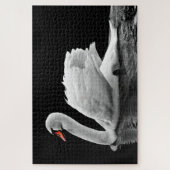 Witte zwaan op water legpuzzel (Verticaal)