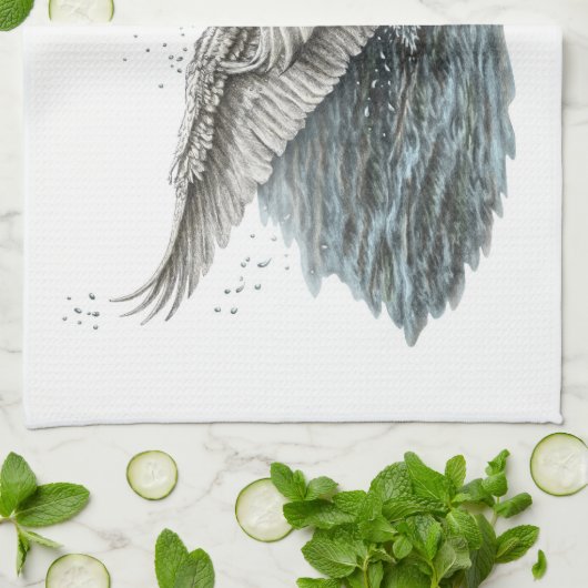 Witte zwaan op water theedoek (Gevouwen)