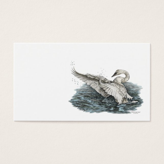 Witte zwaan op water visitekaartjes (Voorkant)