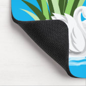 Witte zwaan op watermousepad muismat (Hoek)