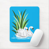 Witte zwaan op watermousepad muismat (Met muis)