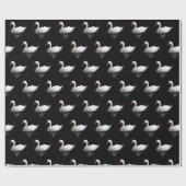 Witte zwaan op zwart cadeaupapier (Vlak)