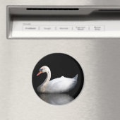 Witte zwaan op zwart magneet (Insitu (Vaatwasser))