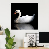 Witte zwaan op zwart poster (Thuiskantoor)