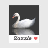 Witte zwaan op zwart sticker (Vel)