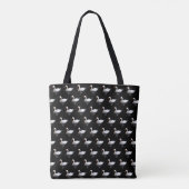 Witte zwaan op zwart tote bag (Achterkant)