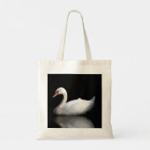 Witte zwaan op zwart tote bag (Achterkant)