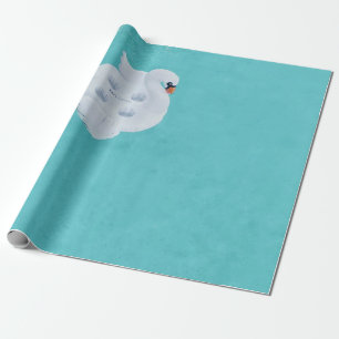 Witte zwaan opblaasbaar op waterlichaam cadeaupapier