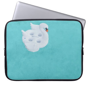 Witte zwaan opblaasbaar op waterlichaam laptop sleeve