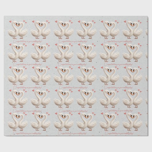 Witte Zwaan paar bruiloft gefeliciteerd Cadeaupapier (Vlak)
