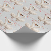 Witte Zwaan paar bruiloft gefeliciteerd Cadeaupapier (Hoek)