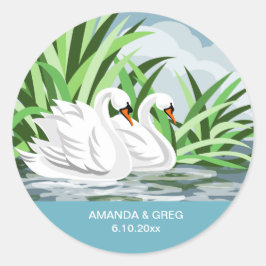Witte zwaan paar bruiloft Sticker