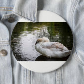Witte zwaan ronde button 6,0 cm (In situ)