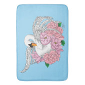 Witte zwaan roze bloemen badmat (Voorkant Verticaal)