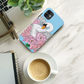 Witte zwaan roze bloemen Case-Mate iPhone case