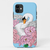 Witte zwaan roze bloemen Case-Mate iPhone case (Achterkant)