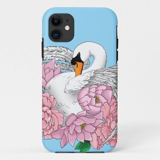 Witte zwaan roze bloemen Case-Mate iPhone case (Achterkant)
