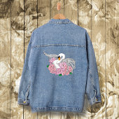Witte zwaan roze bloemen denim jacket