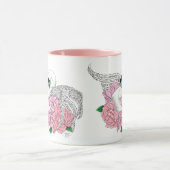 Witte zwaan roze bloemen mok (Midden)