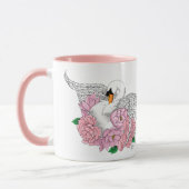 Witte zwaan roze bloemen mok (Links)