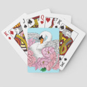 Witte zwaan roze bloemen pokerkaarten (Achterkant)