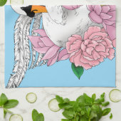 Witte zwaan roze bloemen theedoek (Gevouwen)